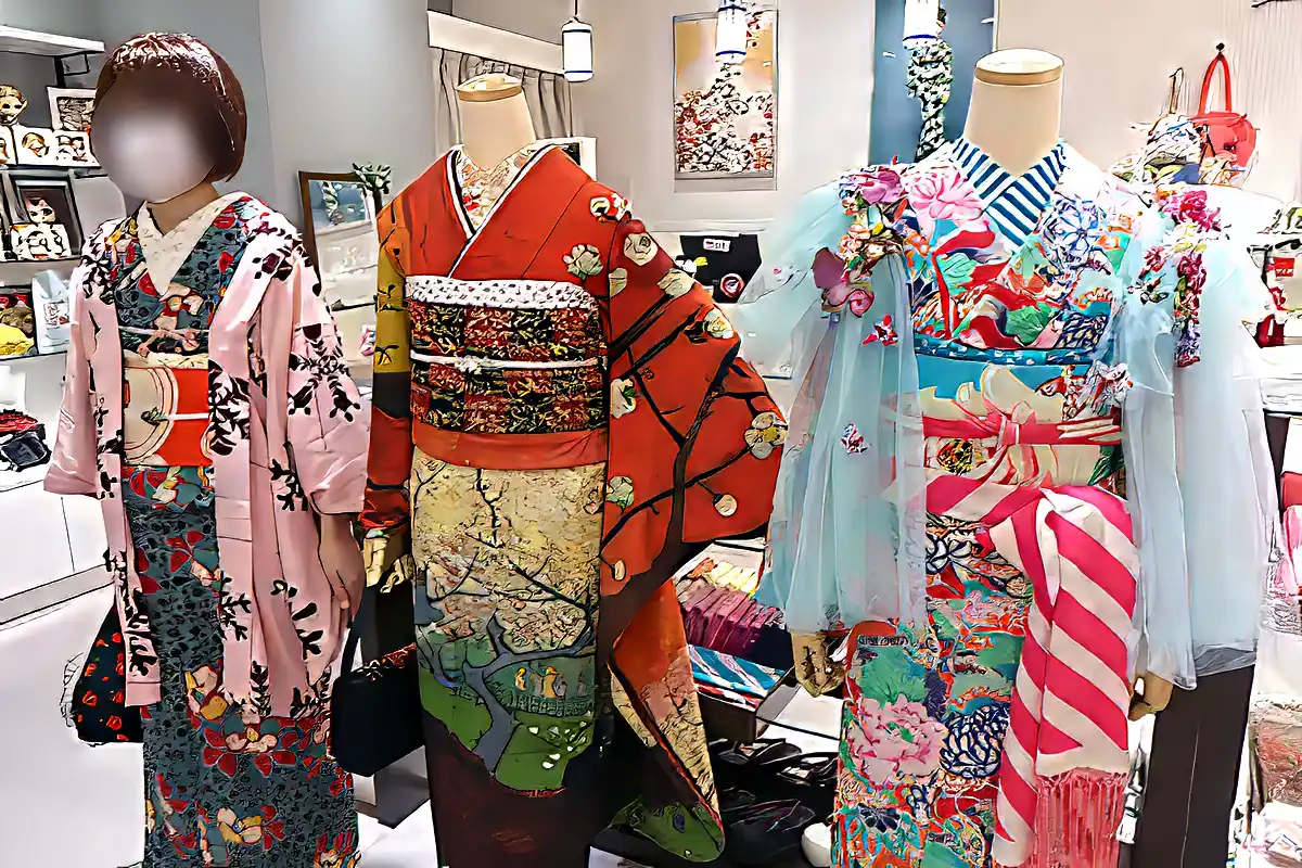 豆千代モダン回顧展の着物コーディネート展示