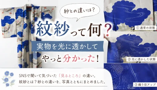紋紗って何？紗との違いが分からず、実物を光に透かしてみた