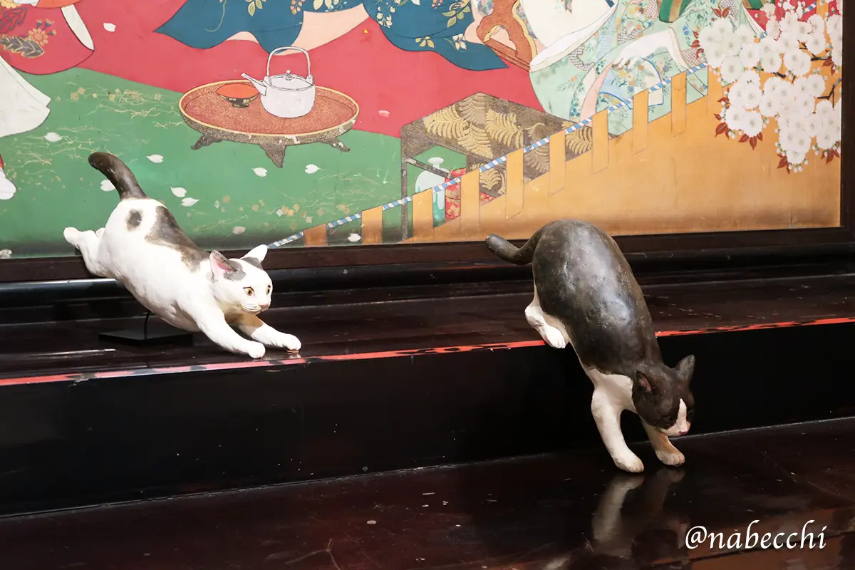 ユーモラスな猫のアート作品展示